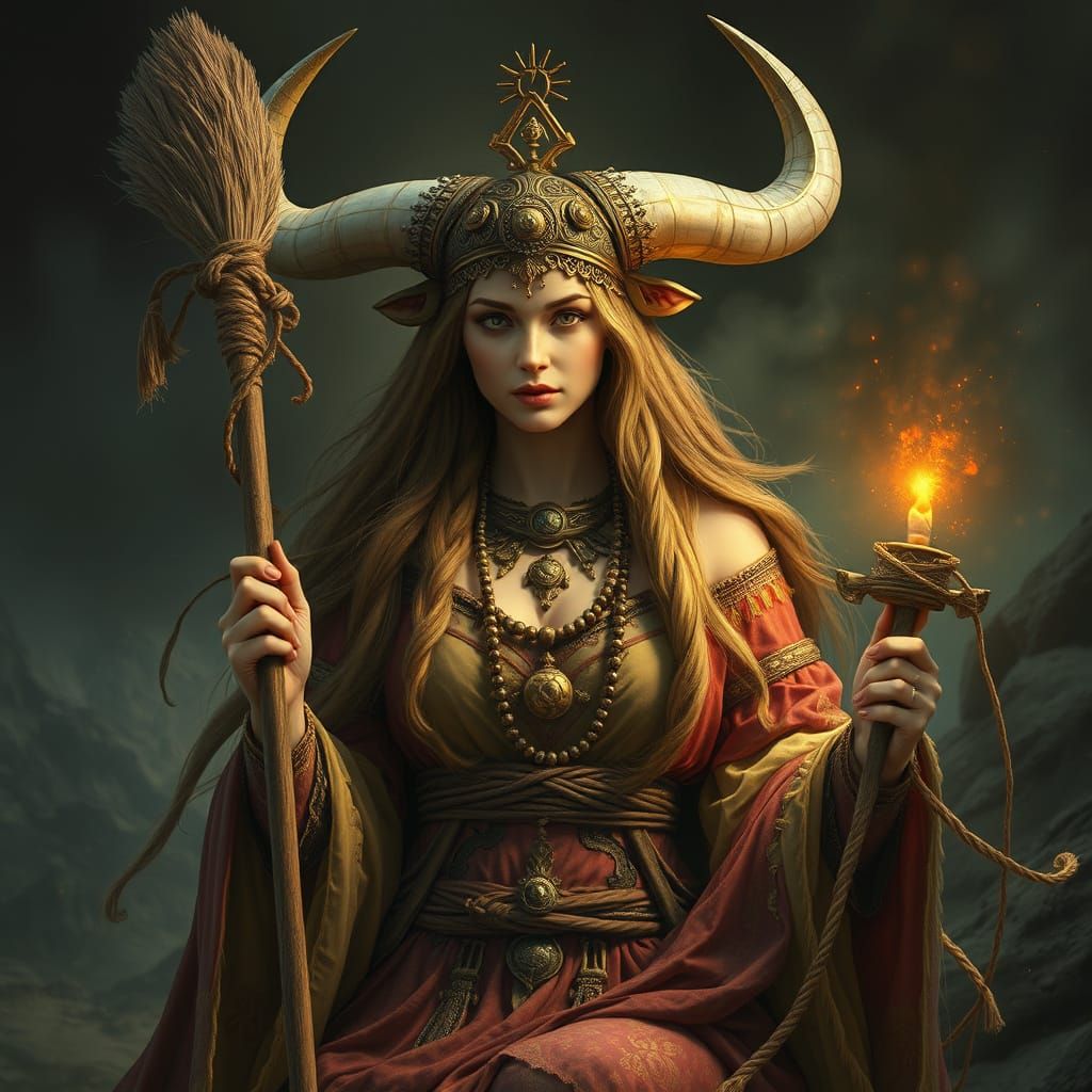 Mokosh: Slavic Goddess of Motherhood in Digital Painting