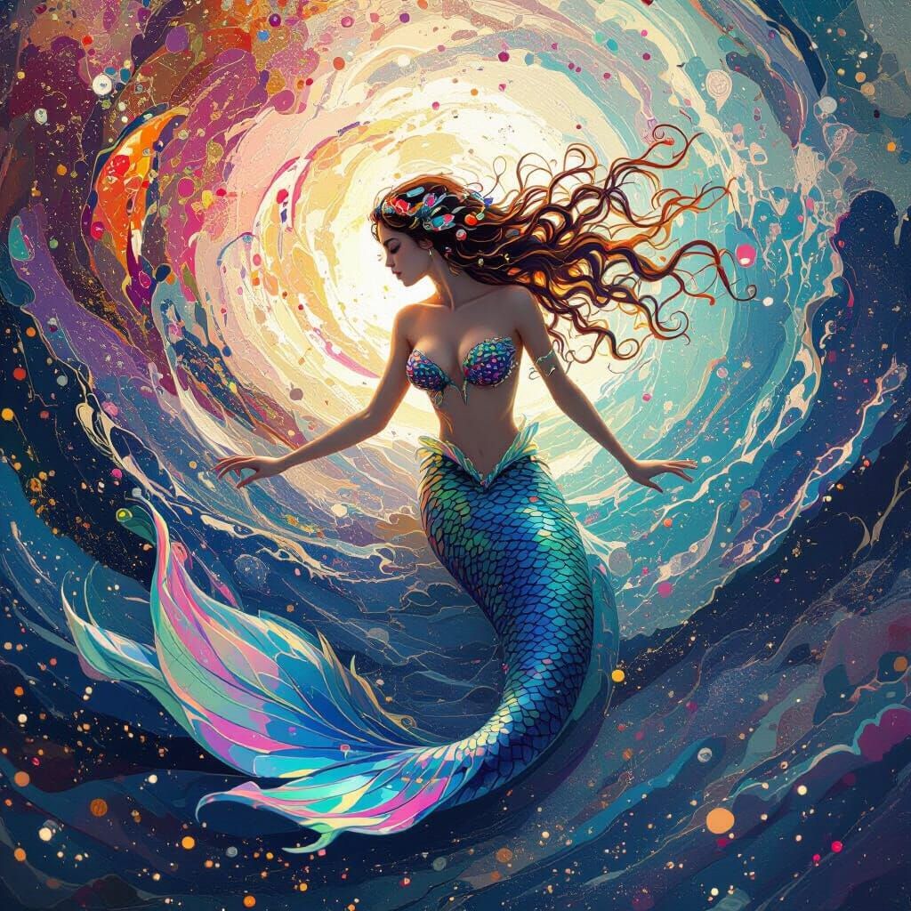 Mermaid Dream: Abstract Painting in Expressionist Style