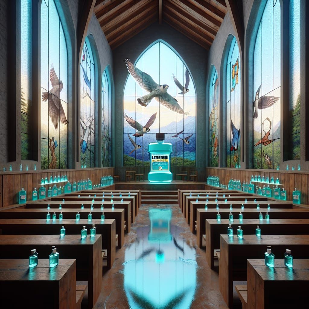 Luminescent Chapel with Peregrine Falcon Stained Glass