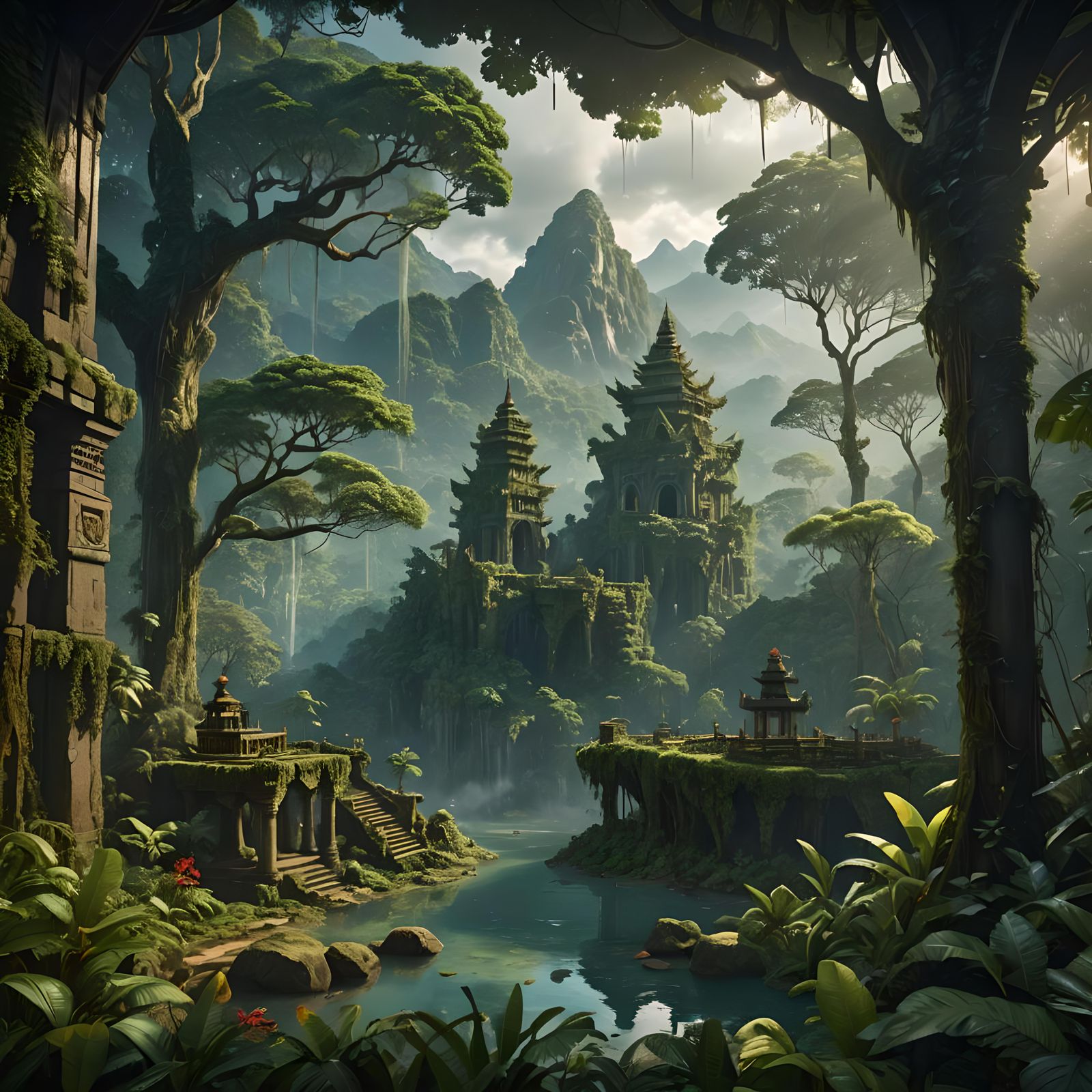 Lush Indomalayan Writing Room: A Matte Painting