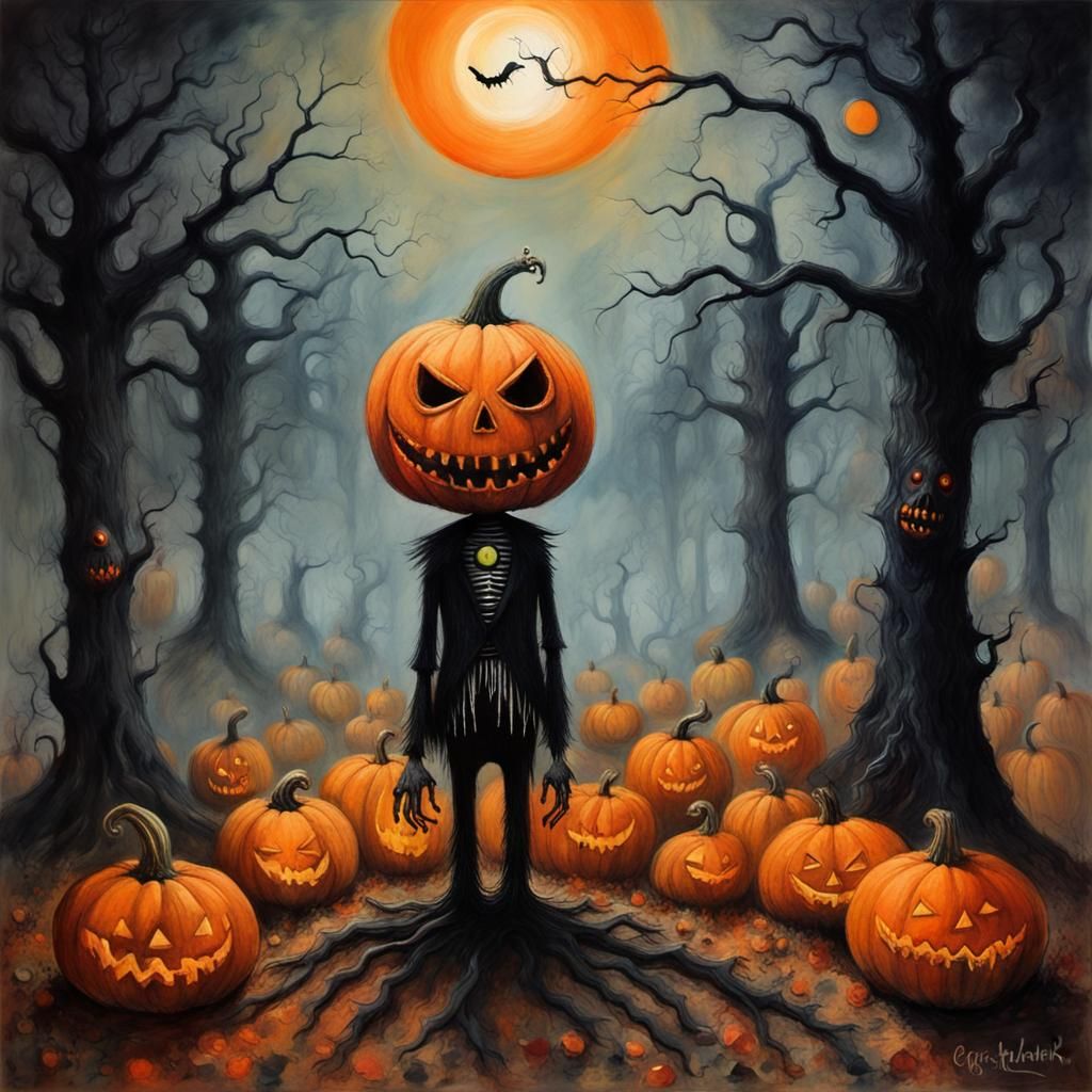 Jack the Pumpkin King: Gouache and Watercolor Masterpiece