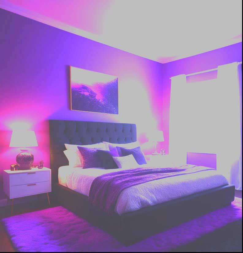 Awesome purple bedroom with purple walls and purple ceiling ...