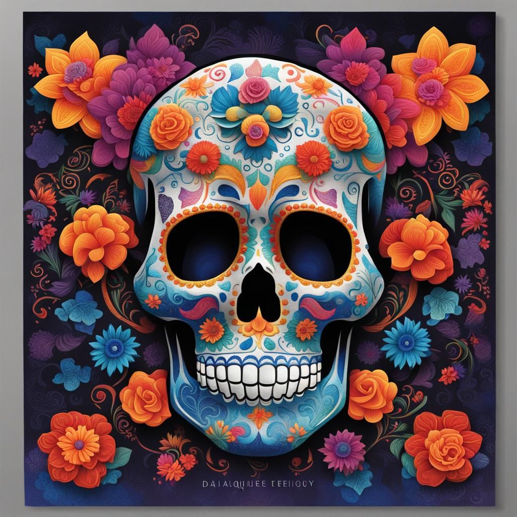 Day of the Dead Skull with Floral Design