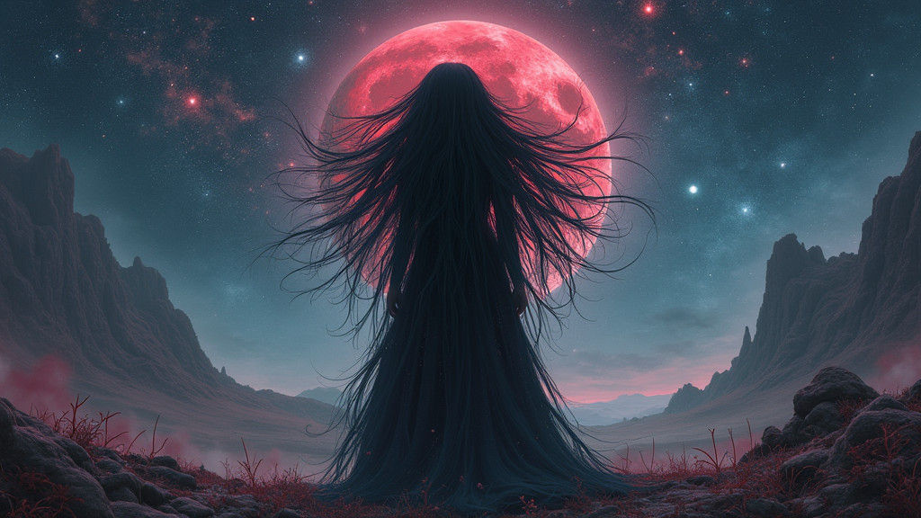 Cosmic Lovecraftian Girl in Stained Glass Style