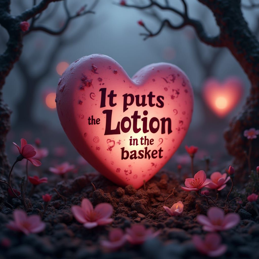 Whimsical Candy Heart in a Fantastical Landscape