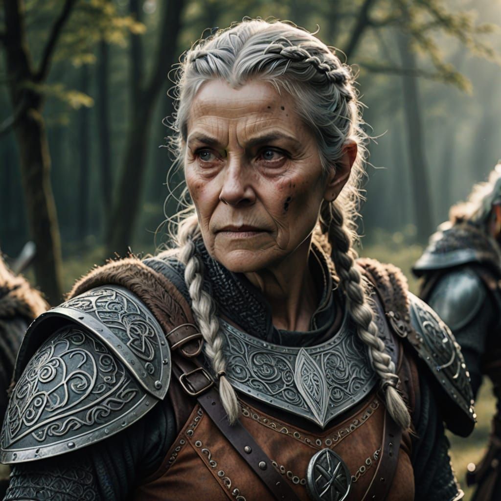 Nordic Viking Warrior Woman in Detailed Costume