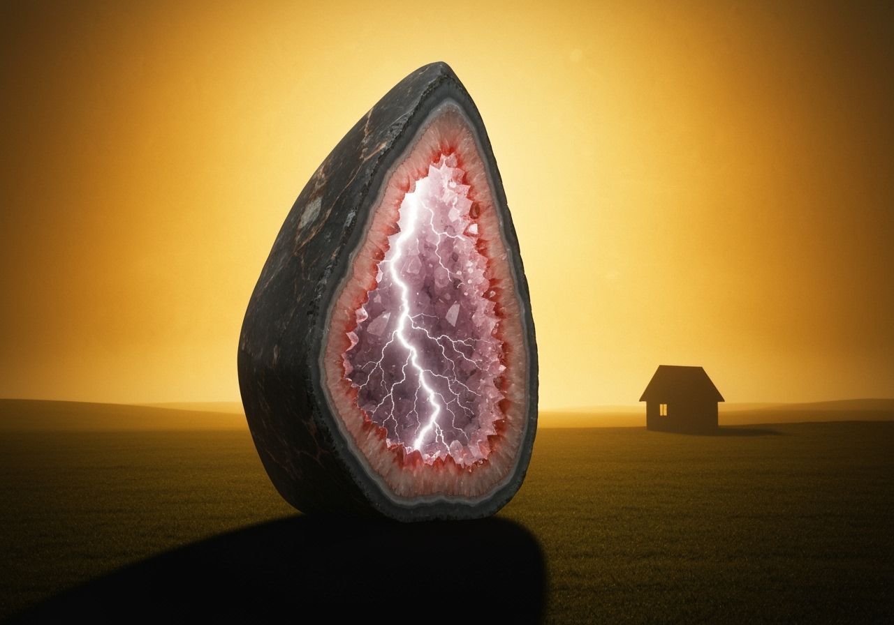 Semi-Abstract Cameo Septarian Stone Crystal Tiny Cottage Atm...