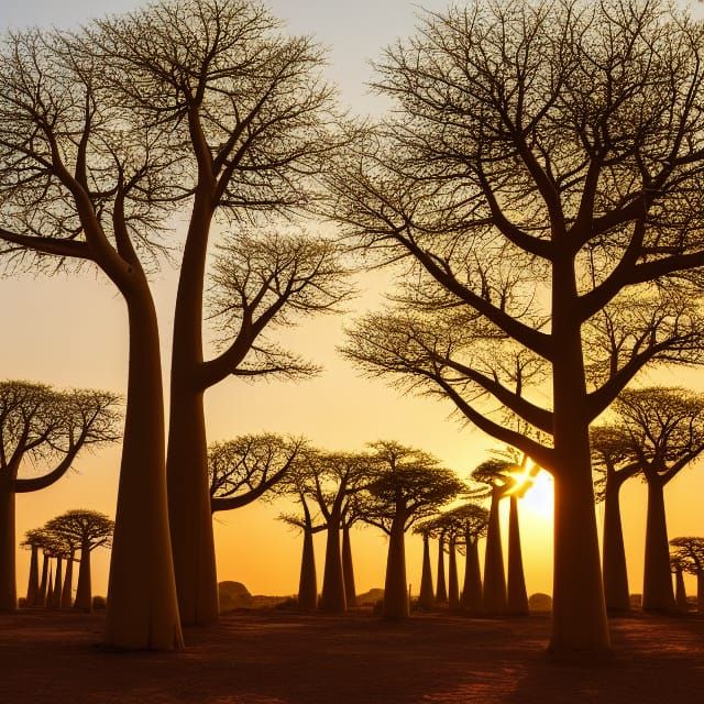 Baobab Trees in Golden Light