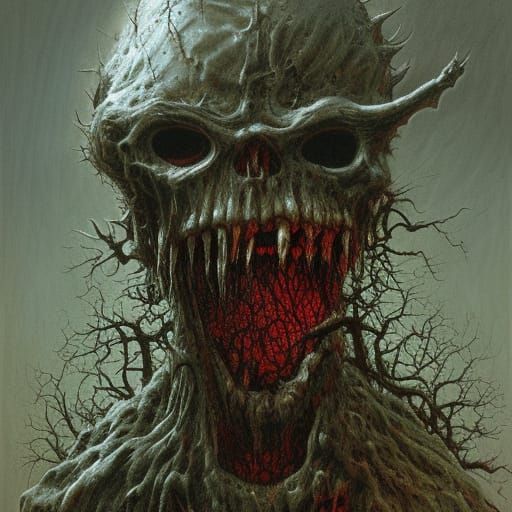 Eldritch Chainsaw Wizard in Dark Surreal Style