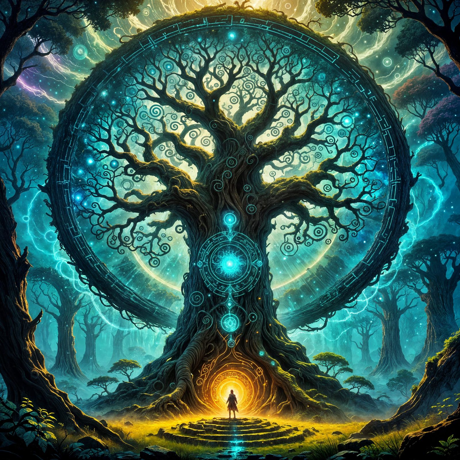 Ancient Tree Portal to Cosmic Nebula