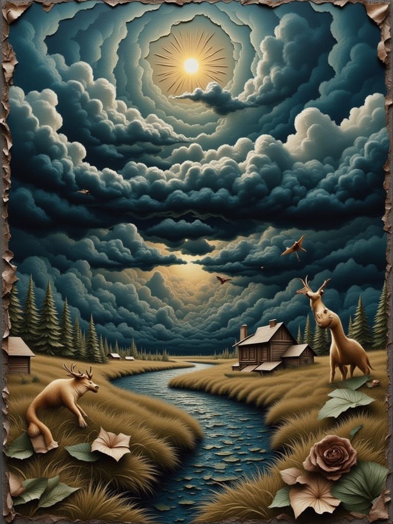 Surreal Hyper-Realistic Figure Emerges from Textured Backgro...