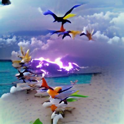 Lightning Illuminates Bird of Paradise Flower