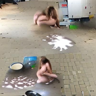 Nude Figure Covered in Liquid