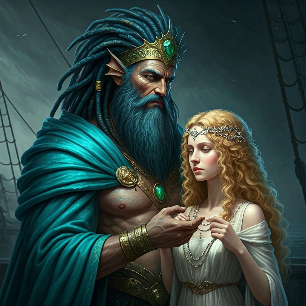 Powerful Sea King Gives Emerald Headdress to Woman