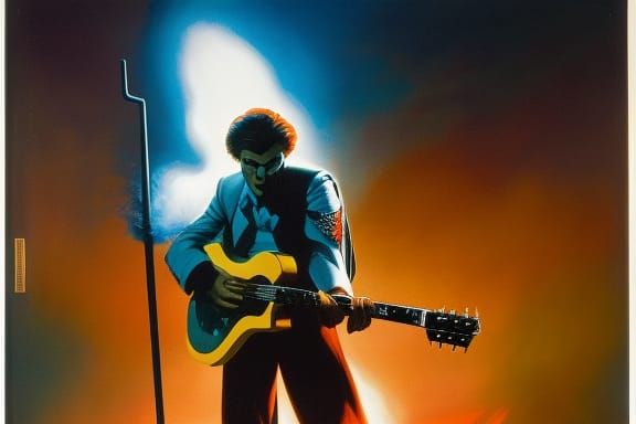 Casper the friendly ghost, playing guitar