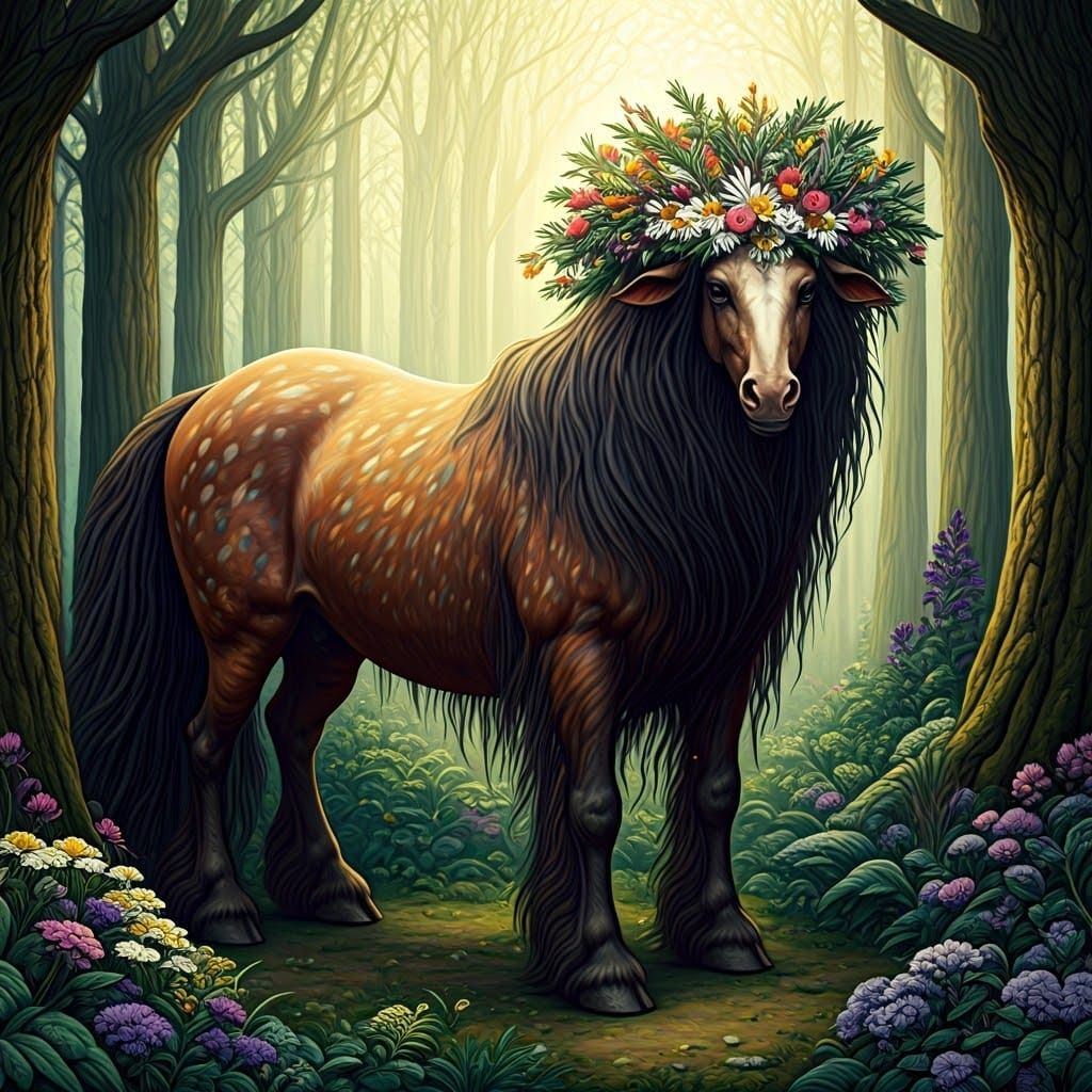 Ethereal Centaur in Whimsical Forest Glade