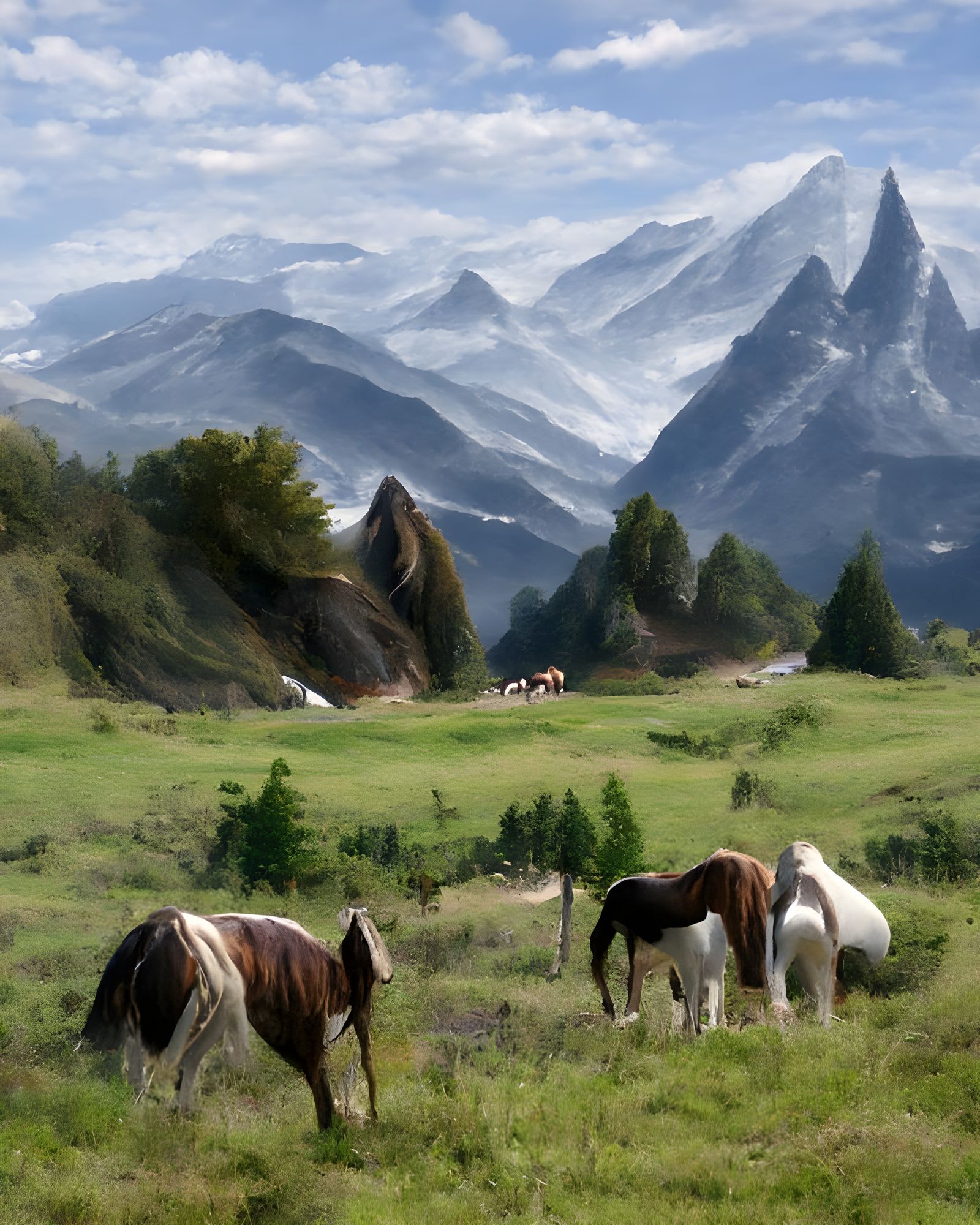 Horses in a Beautiful Mountain Landscape