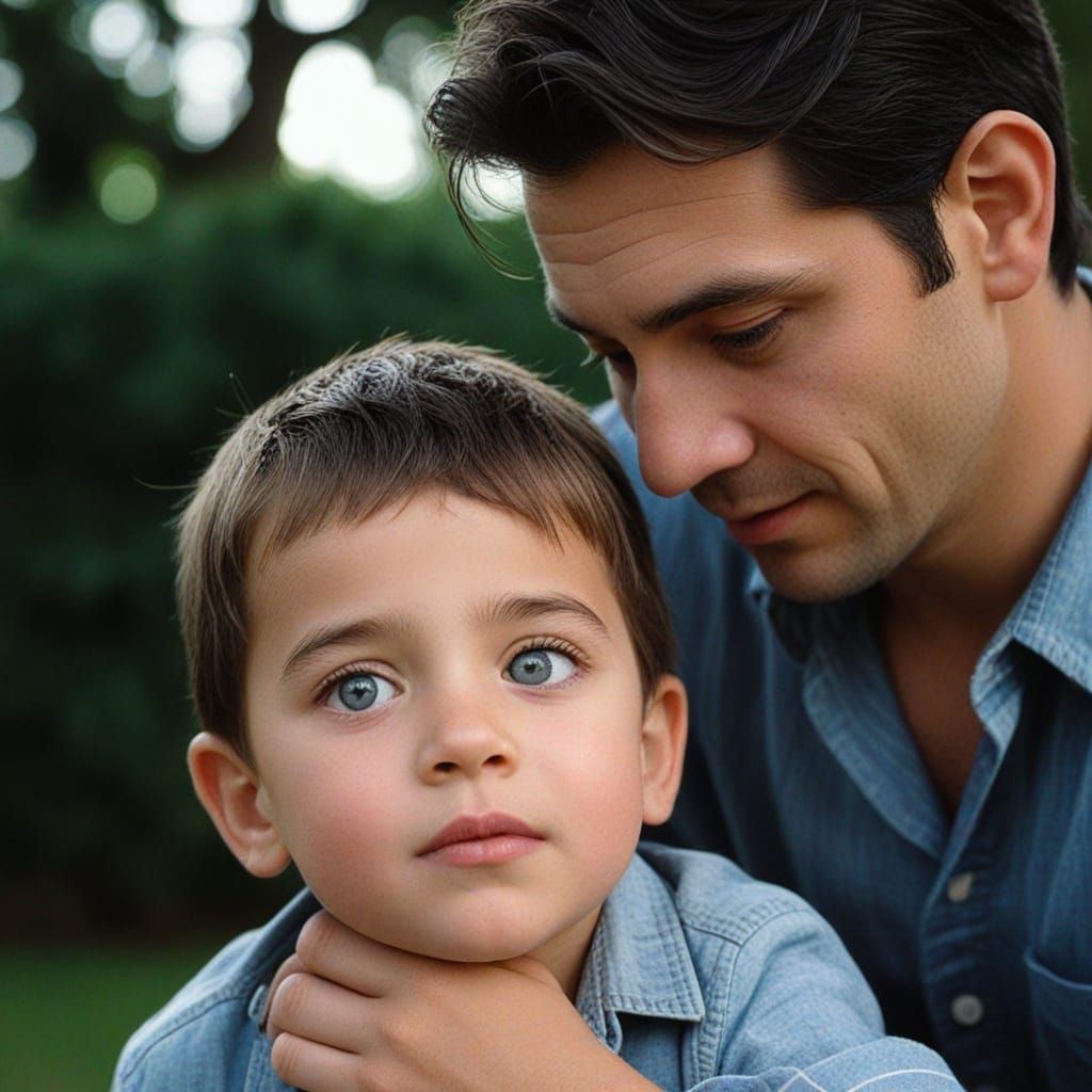 Father and Son: A Tender Hyperrealistic Moment