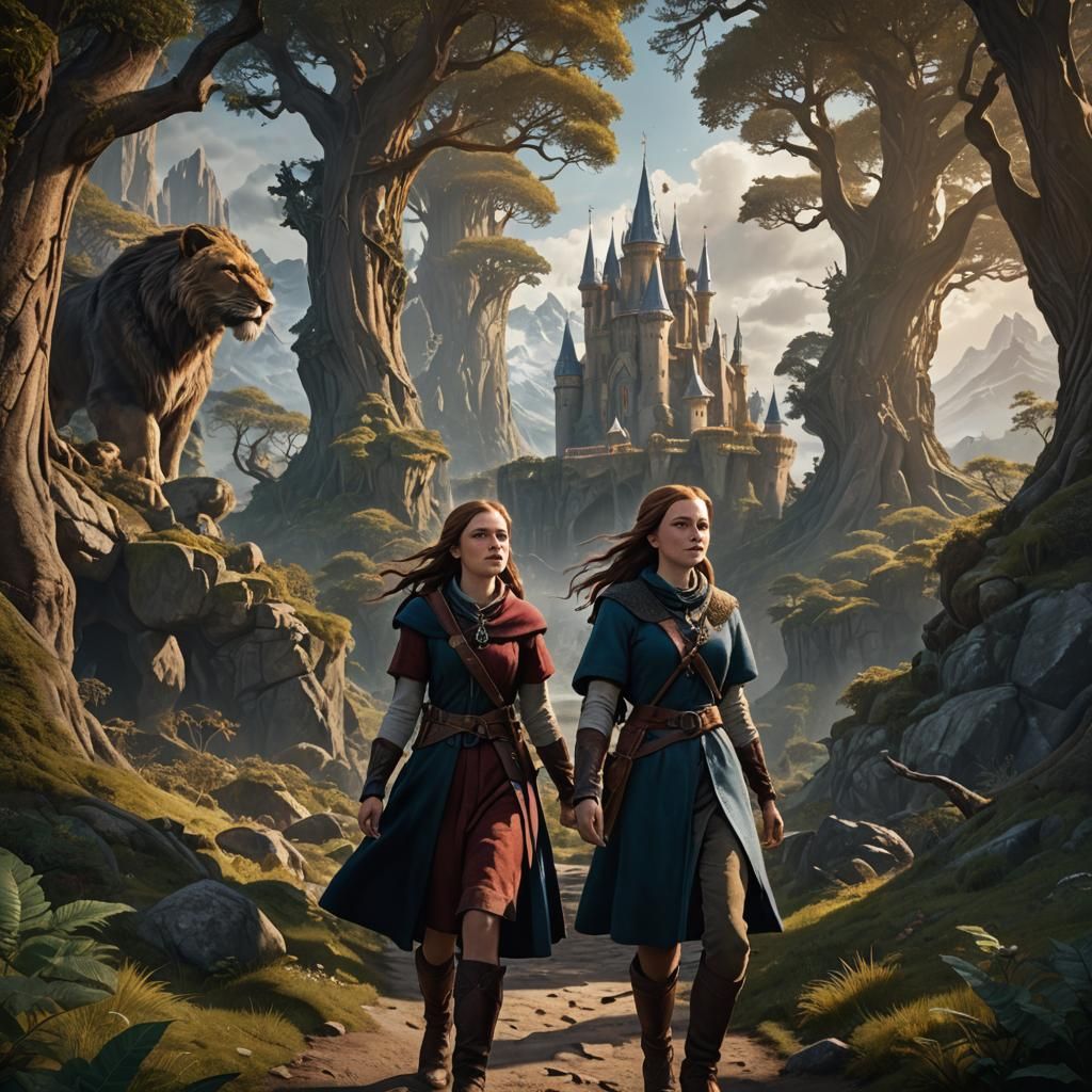 Sisters' Narnia Adventure: Detailed Matte Painting