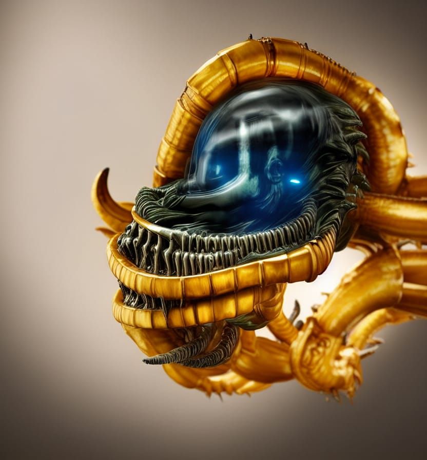 Xenomorph Encased in Blue Crystal Photo