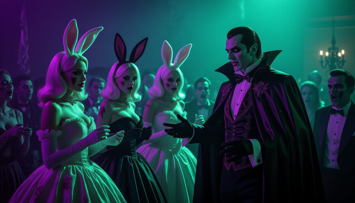Dracula and Playboy Bunnies at Eerie Zombie Prom Night