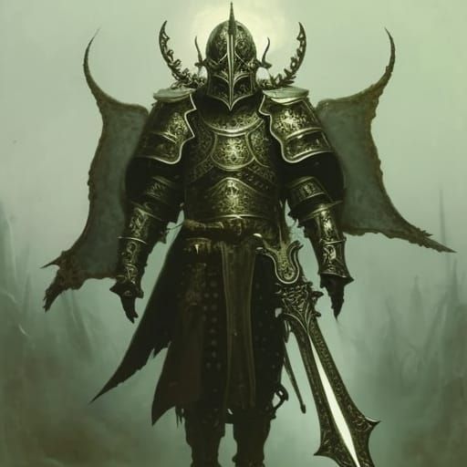 Demon Lord with Black Blade in Knight Armor