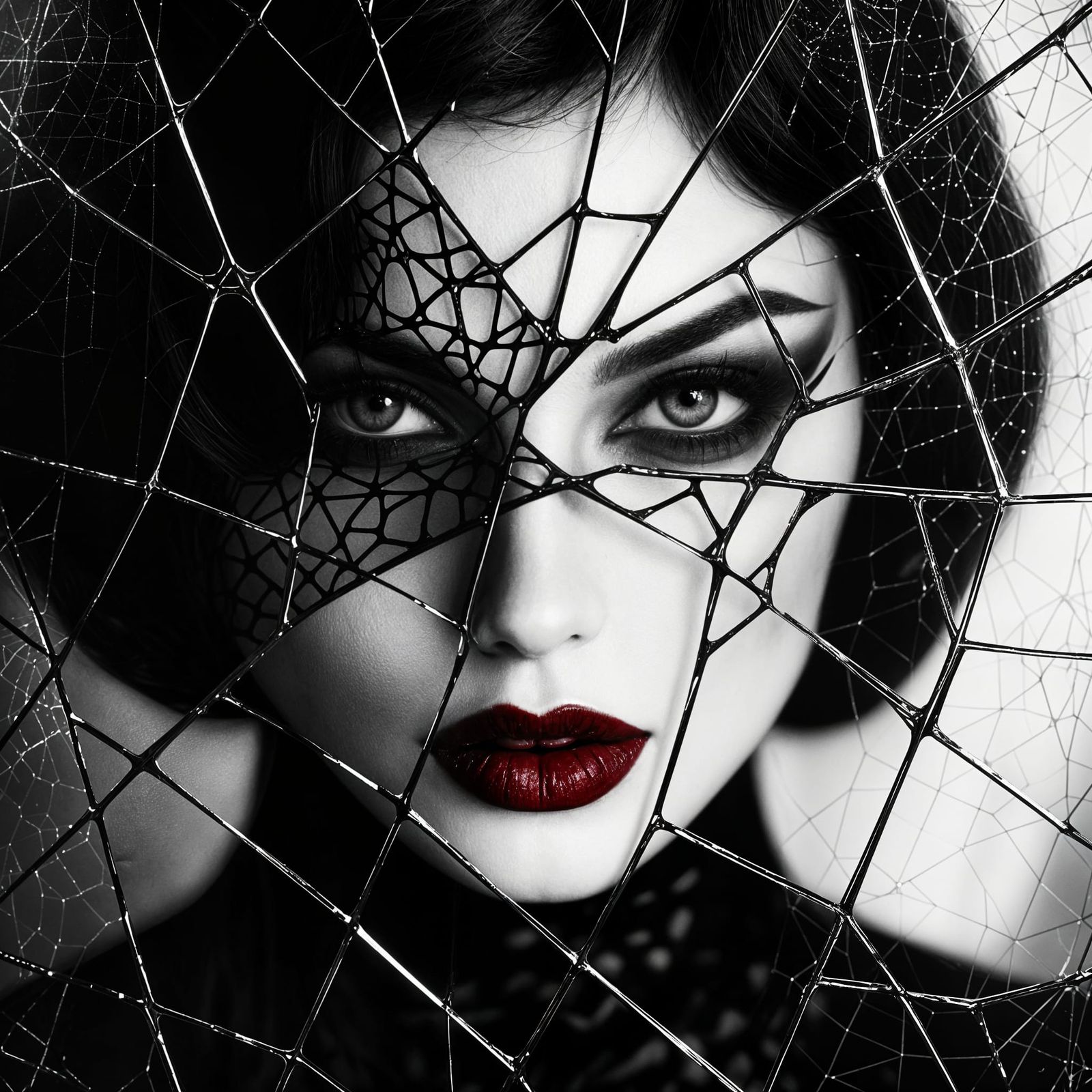 Mysterious Woman Portrait in Vintage Noir Style