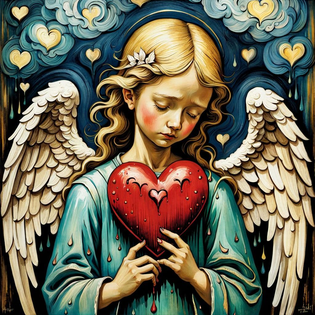 Angel with Broken Wings in Impasto Style