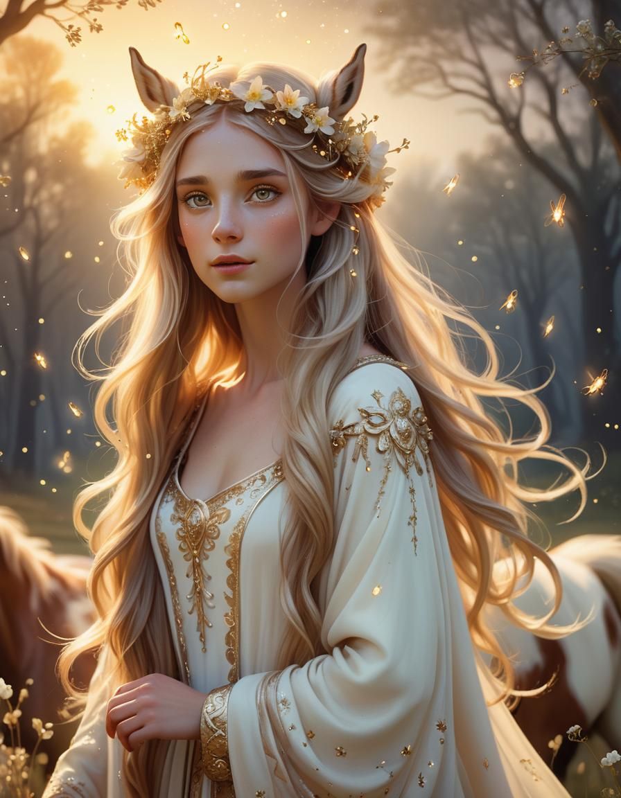 Enchanting Centaur Girl in Dreamy Landscape
