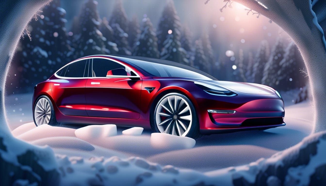 Tesla Model 3 in Snow Globe: Matte Painting