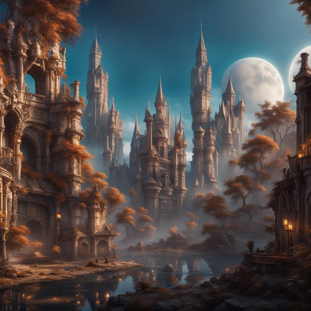 Fantastical World: Detailed Matte Painting in Deep Color