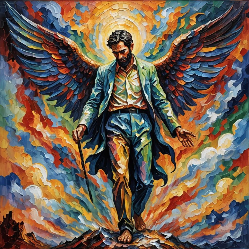 Lucifer's Expulsion as Expressionist Impasto Oil Painting