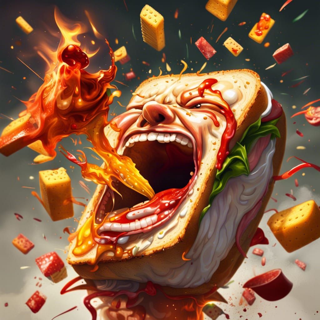 Hyperrealistic Politician Sandwich Explosion