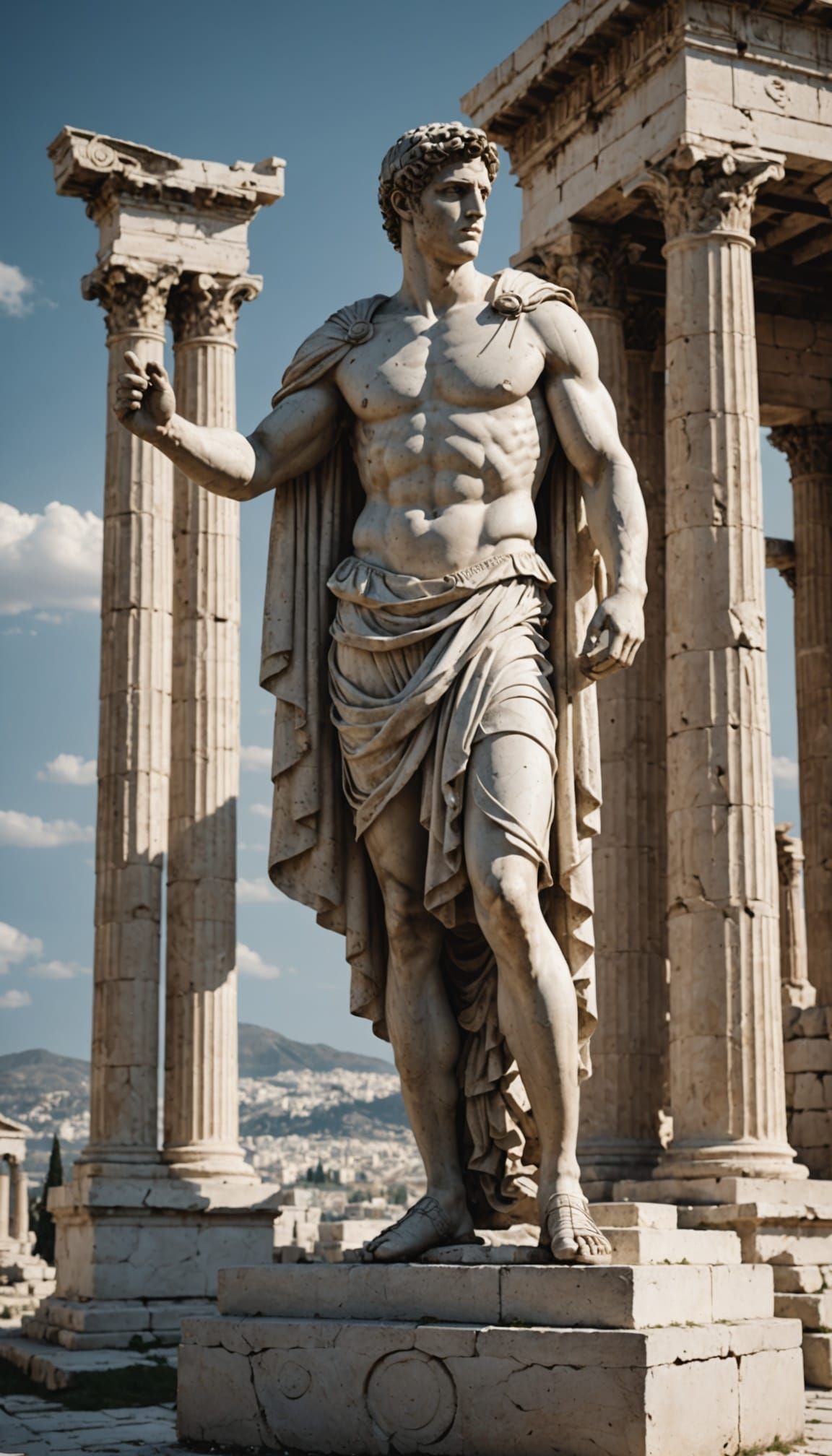 Ancient Roman Warrior in Opulent Temple Setting