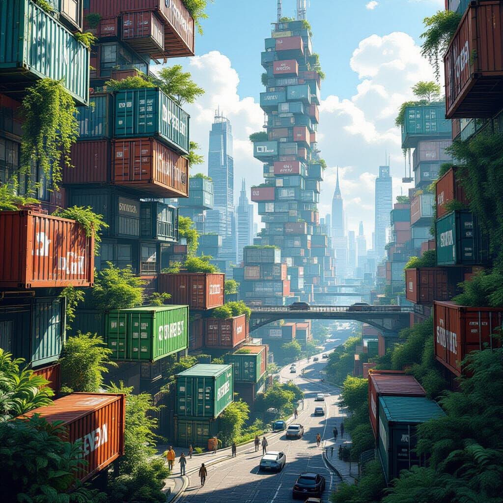 Eco-Punk Cityscape Built From Recycled Materials