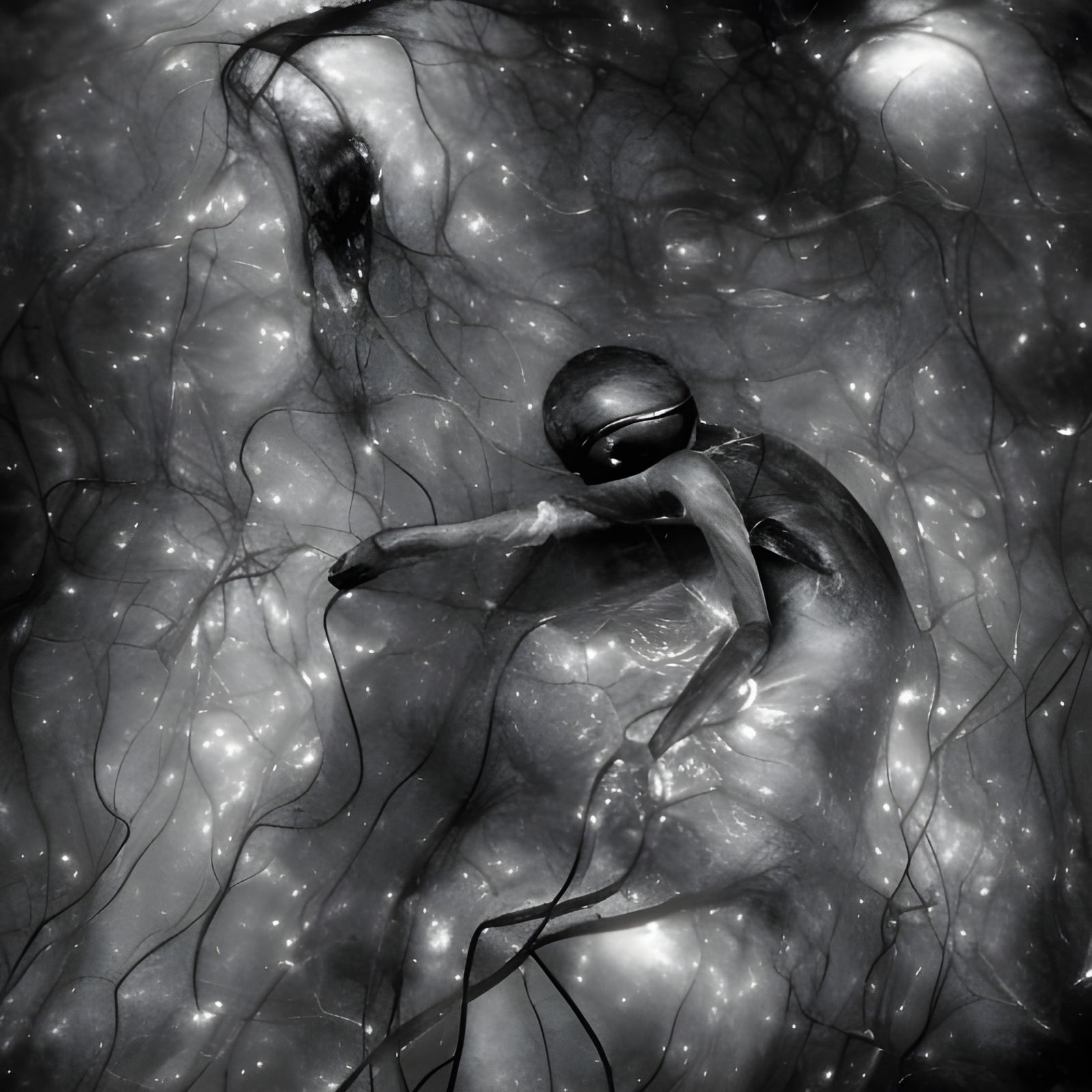 Cyborg Squid in Trashed House: Hyperrealistic Art