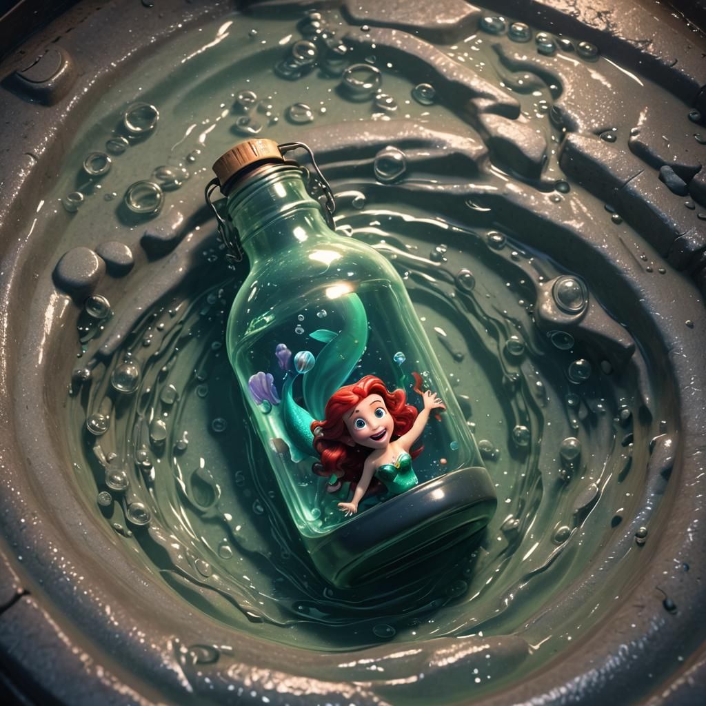 Mermaid Trapped: 3D Digital Art in Sewer