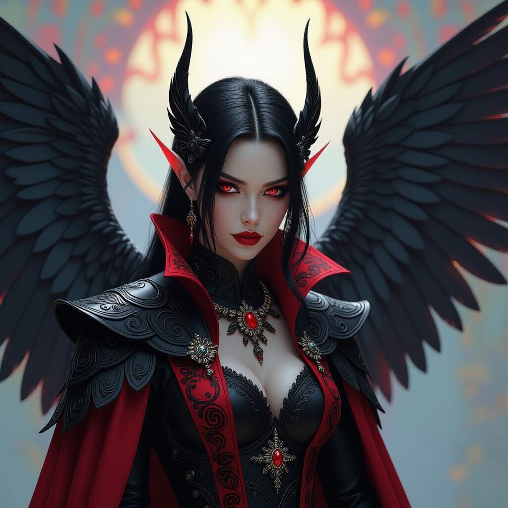 Dark Fairy King with Black Wings in Hyperrealism