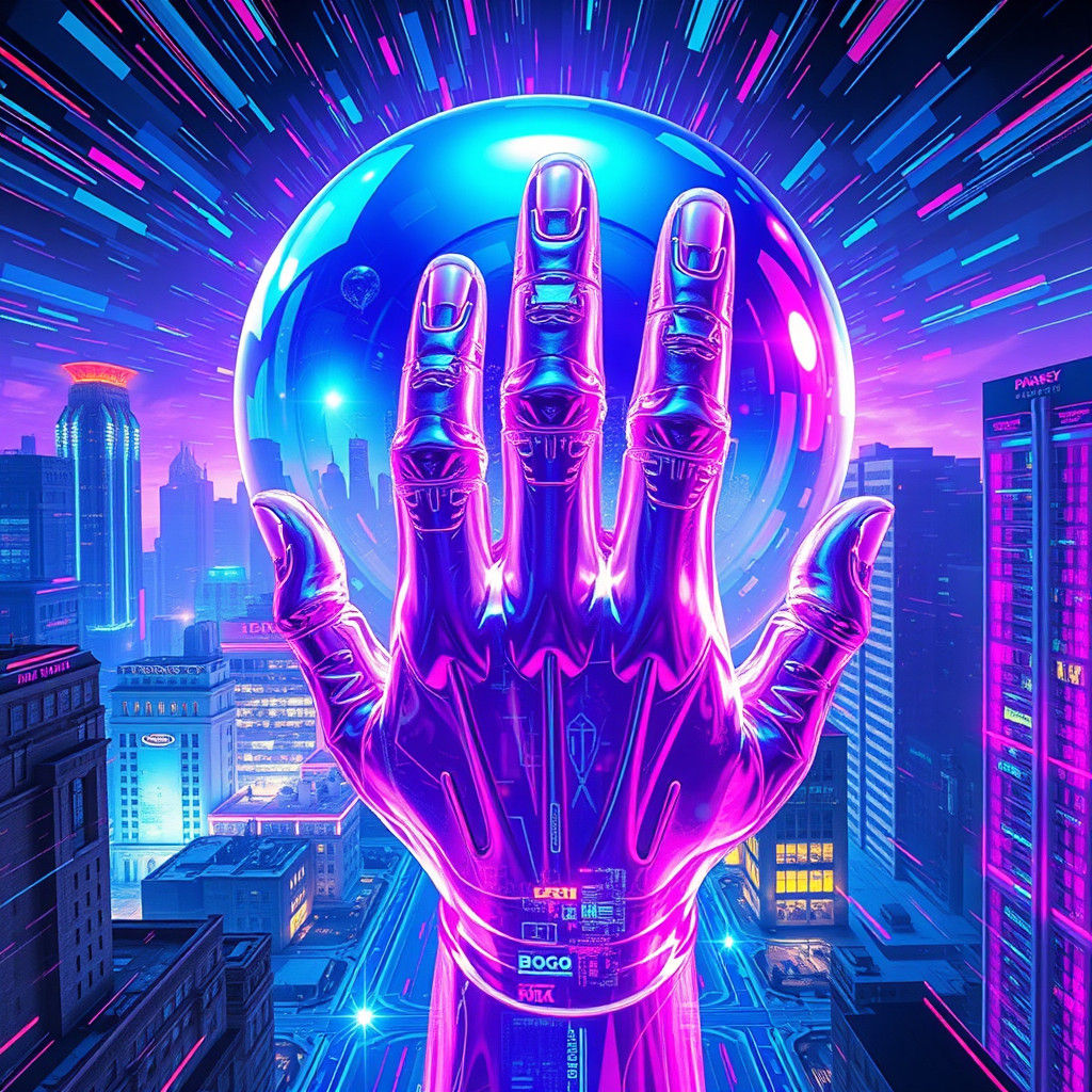Holographic Cityscape Hovering Above Translucent Hand