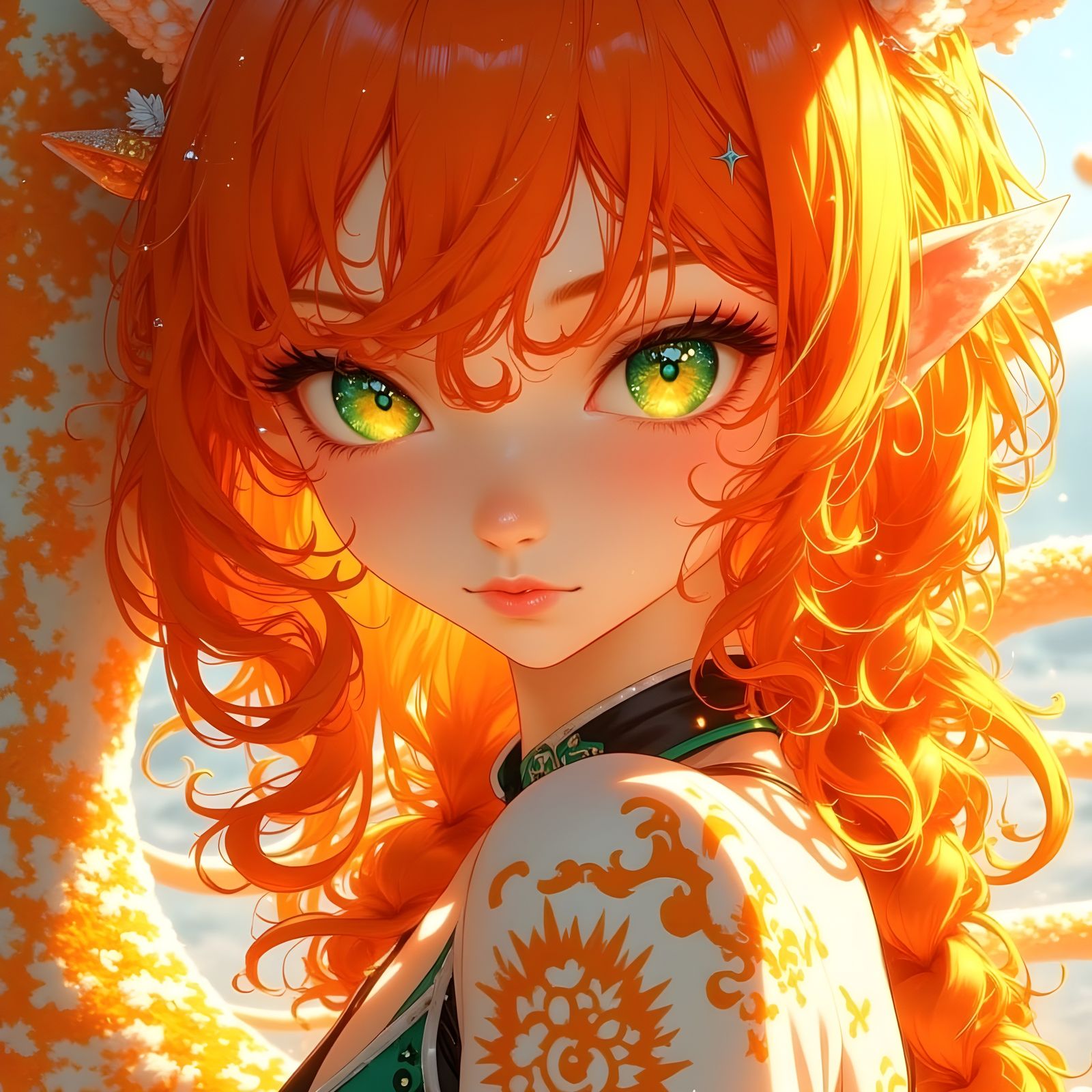 Vibrant Anime Dragon Girl Radiates Autumn Spirit