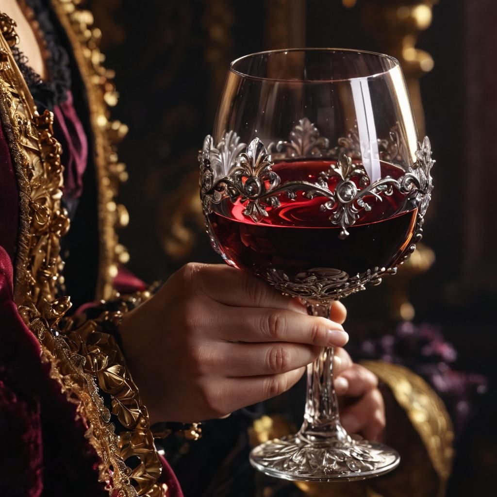 Rococo Baroque Portrait with Wine Glass