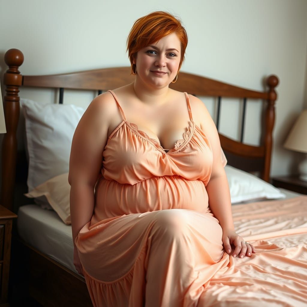 Young Woman in a Peach Nightgown