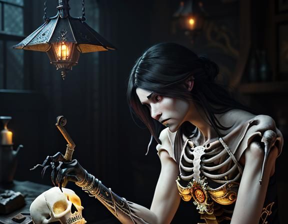 Furry Skeleton Bone Repair in Art Nouveau Style