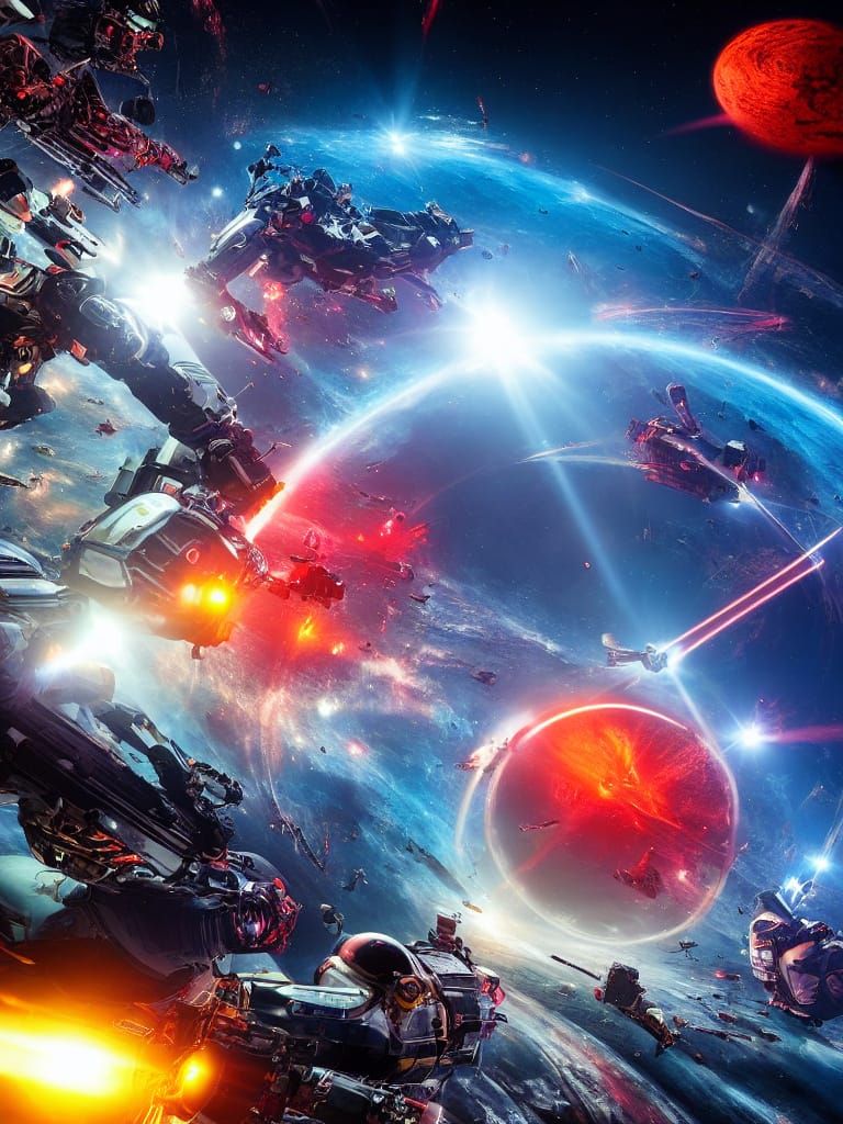 Astronauts Fighting with Knives in Zero Gravity