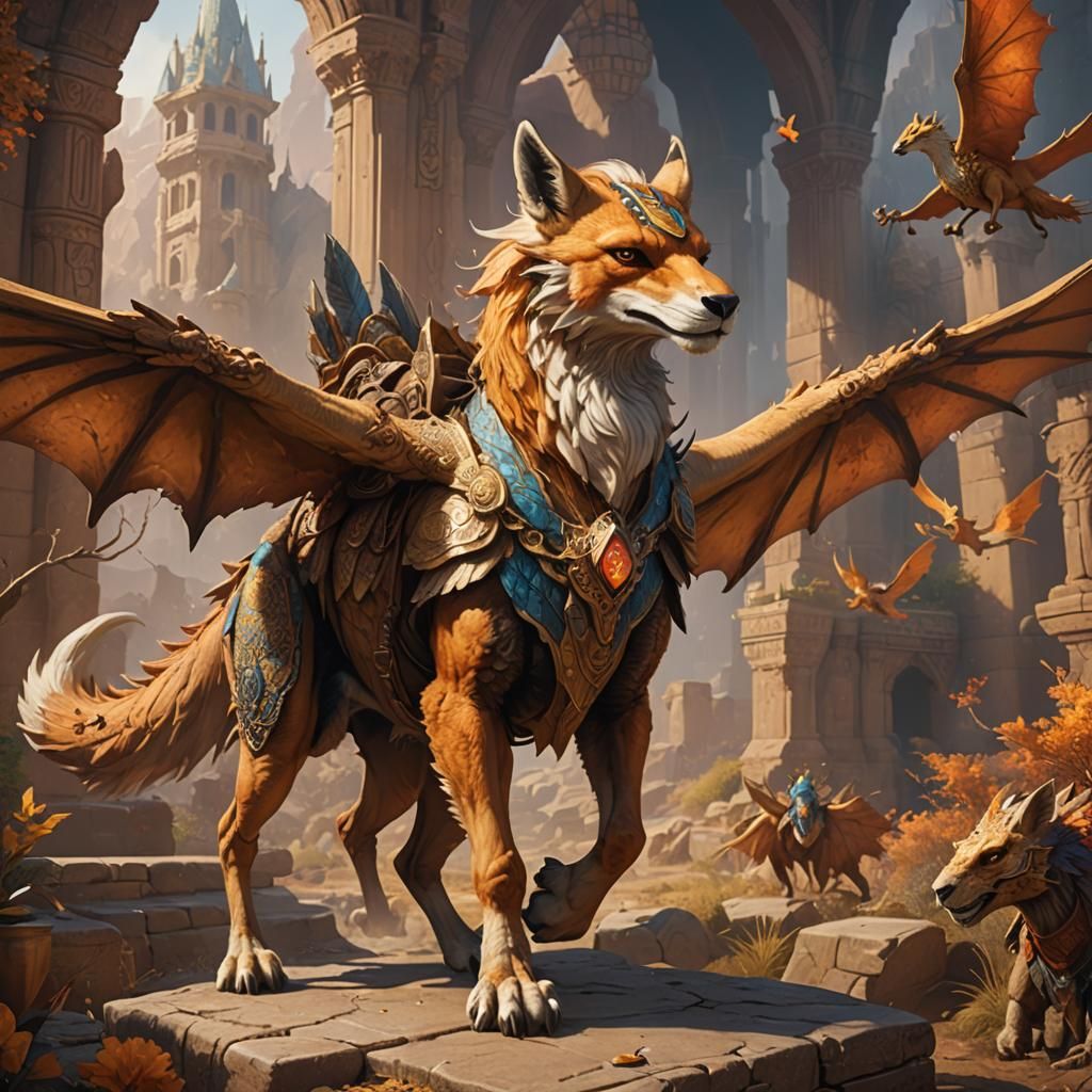 Camel Fox with Dragon Wings Fantasy Art