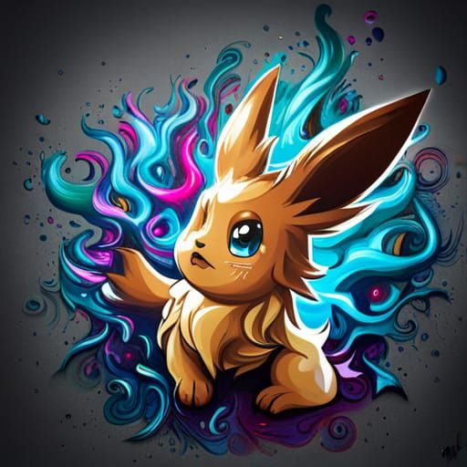 Eevee Graffiti Art with Splash Effects