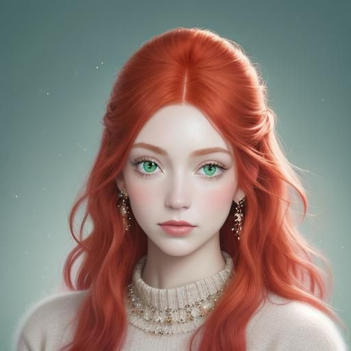 Watercolor Portrait of a Girl with Red Hair