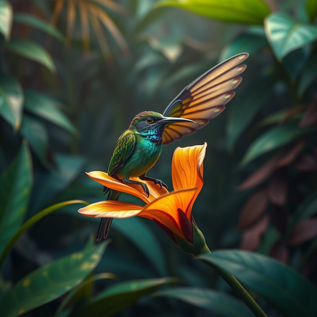 Surrealism Beyond Fantasy: Emerald Jungle Kolibri in Dreamli...