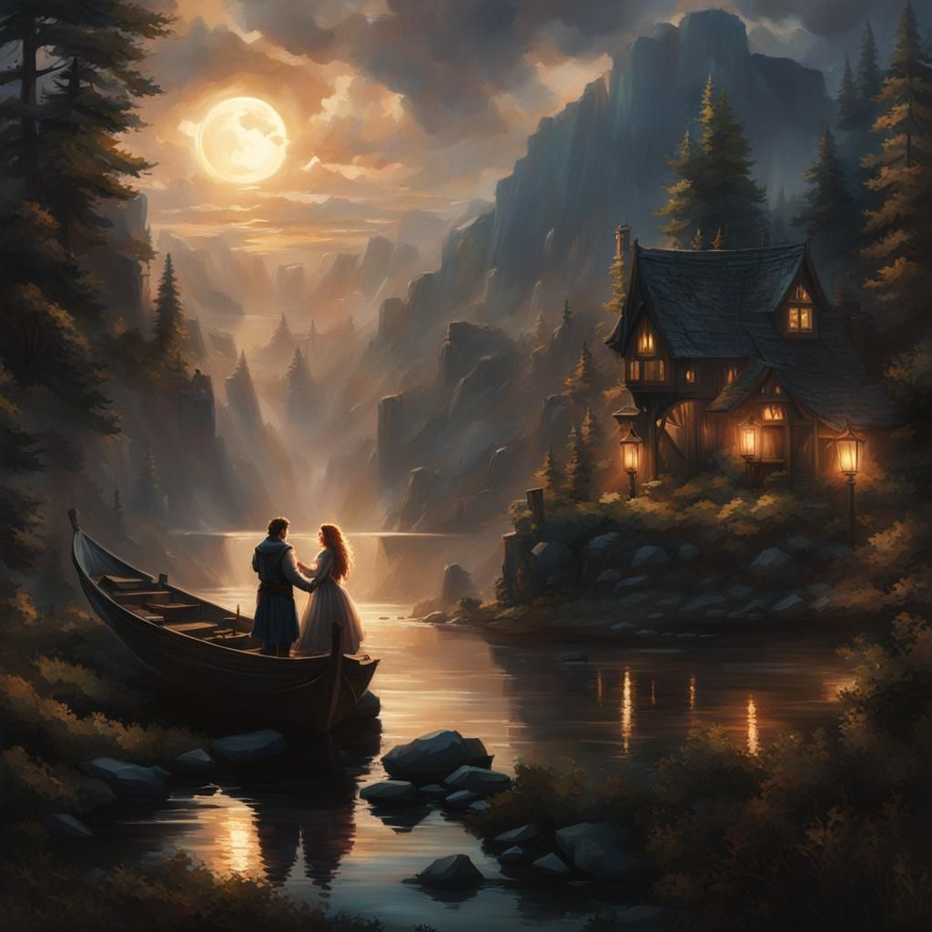 Monochromatic Love in the Dark: Pre-Raphaelite Concept Art