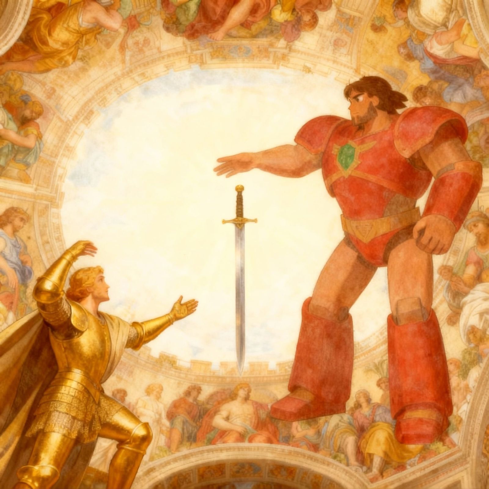 Templar Knight in Golden Night Armor